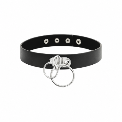 Kajdanki lub obroża Coquette chic desire - double ring vegan leather choker Kajdanki lub obroża Coquette chic desire - double ring vegan leather choker