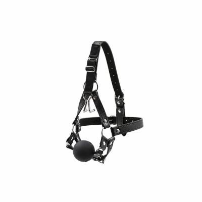 Knebel BDSM LATETOBED BDSM LINE Head Ball Gag Nose regulowany czarny 4,5 cm