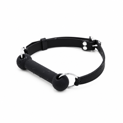 Knebel BDSM LATETOBED BDSM LINE Bone Gag regulowany silikonowy regulowany czarny 13 cm