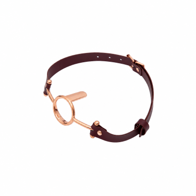 Knebel BDSM LATETOBED BDSM LINE Leather Ring Gag skórzany złoty 73 x 2 cm