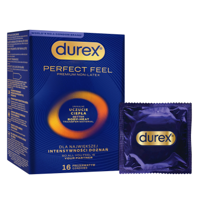 Prezerwatywy Durex Perfect Feel 16 sztuk - silikonowe, ultra cienkie Prezerwatywy Durex Perfect Feel 16 sztuk - silikonowe, ultra cienkie