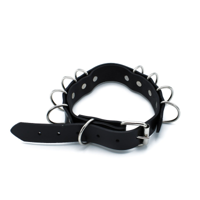Kiotos Leather Black Leather Collar Multi-D-Rings