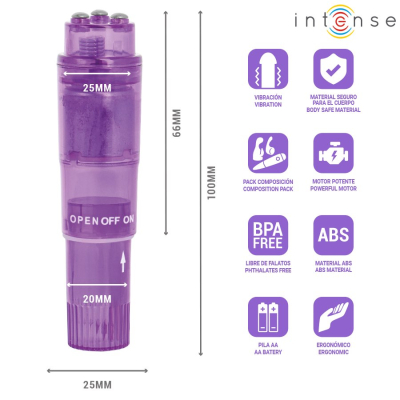 Intense Fun Toys - Intense - Kurt Mini Massager With 4 Interchangeable Heads Purple