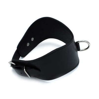 Kiotos Leather Contoured Black Leather Collar with D-Ring
