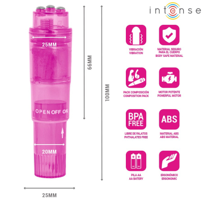 Intense Fun Toys - Intense - Kurt Mini Massager With 4 Interchangeable Heads Pink