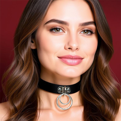 Cinderella Collar with Double Ring Black Cinderella Collar with Double Ring Black
