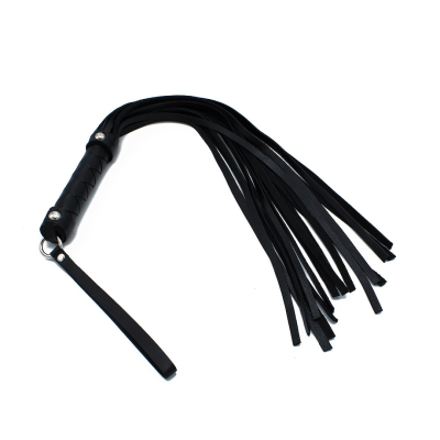 Kiotos Leather Black Leather Flogger with Braided Handle