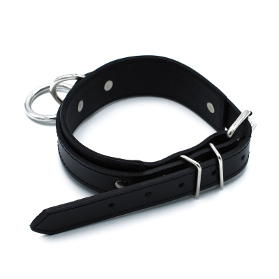Kiotos Leather Black Leather Collar big O-Ring