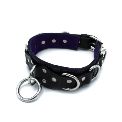 Kiotos Leather Black Leather Collar Deluxel O-Ring Multi-D-Rings Kiotos Leather Black Leather Collar Deluxel O-Ring Multi-D-Rings