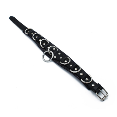 Kiotos Leather Black Leather Collar Deluxel O-Ring Multi-D-Rings Kiotos Leather Black Leather Collar Deluxel O-Ring Multi-D-Rings