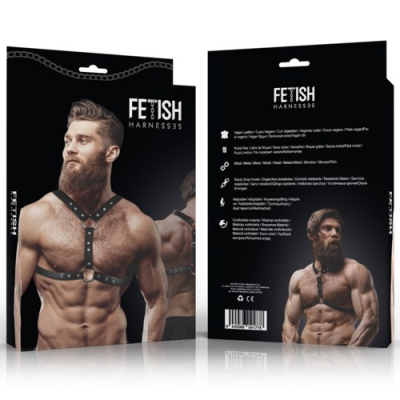 Fetish Submissive Attitude - Eco-Leather Chest Harness With Double Support And Studs For Men Fetish Submissive Attitude - Eco-Leather Chest Harness With Double Support And Studs For Men