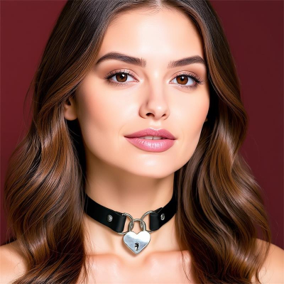 Cinderella Black Collar With Heart Lock Cinderella Black Collar With Heart Lock