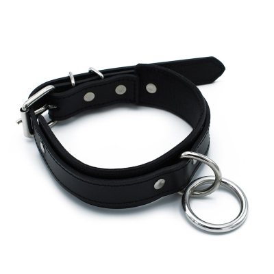 Kiotos Leather Black Leather Collar big O-Ring