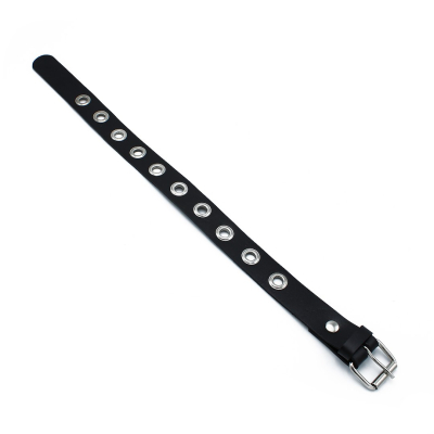 Kiotos Leather Black Leather Slim Collar with Multi-Metal Eyelets Kiotos Leather Black Leather Slim Collar with Multi-Metal Eyelets