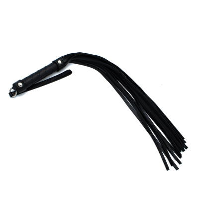 Kiotos Leather Black Leather Flogger with Braided Handle