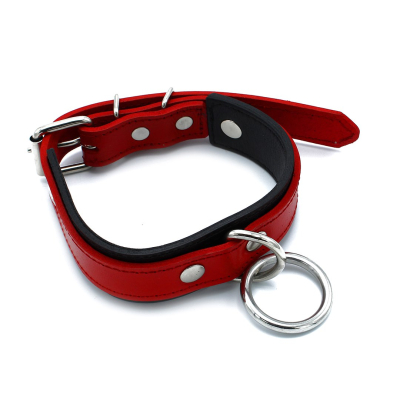 Kiotos Leather Black & Red Leather Collar big O-Ring Kiotos Leather Black & Red Leather Collar big O-Ring