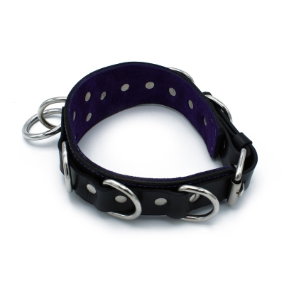 Kiotos Leather Black Leather Collar Deluxel O-Ring Multi-D-Rings Kiotos Leather Black Leather Collar Deluxel O-Ring Multi-D-Rings