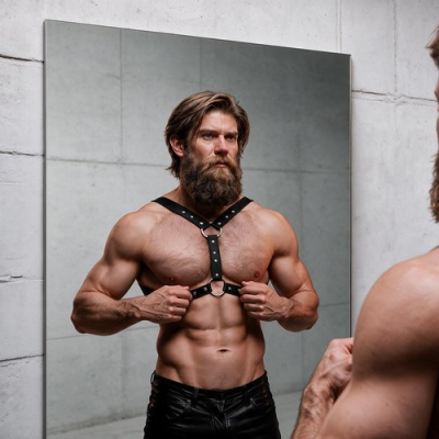 Fetish Submissive Attitude - Eco-Leather Chest Harness With Double Support And Studs For Men Fetish Submissive Attitude - Eco-Leather Chest Harness With Double Support And Studs For Men