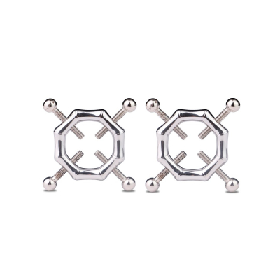 Kiotos BDSM Hexagon Nipple Clamps Bells & Leather Harness Kiotos BDSM Hexagon Nipple Clamps Bells & Leather Harness