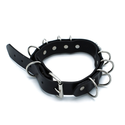 Kiotos Leather Black Leather Collar Multi-D-Rings