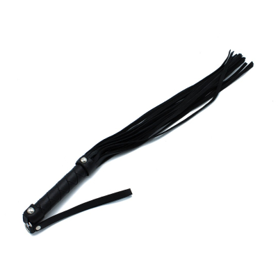 Kiotos Leather Black Leather Flogger with Braided Handle