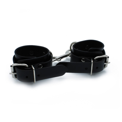 Kiotos Leather Black Leather Chain-Linked Cuffs