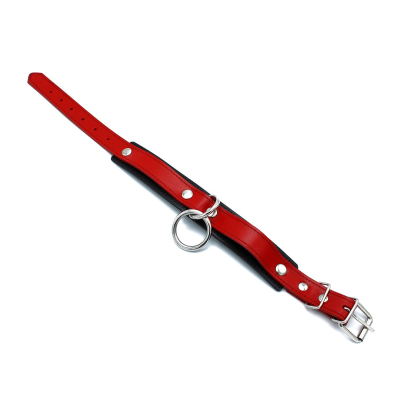 Kiotos Leather Black & Red Leather Collar big O-Ring Kiotos Leather Black & Red Leather Collar big O-Ring