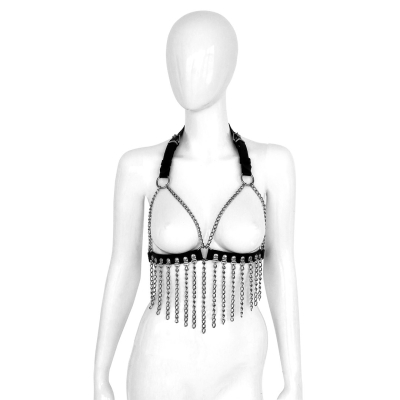 Kiotos Leather Leather Bra with Chains