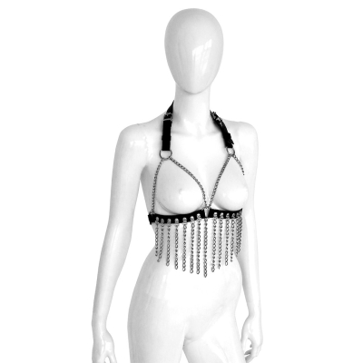 Kiotos Leather Leather Bra with Chains