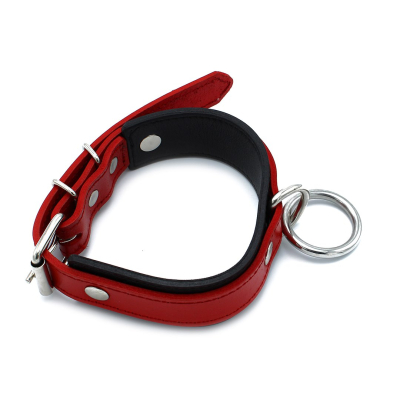 Kiotos Leather Black & Red Leather Collar big O-Ring Kiotos Leather Black & Red Leather Collar big O-Ring
