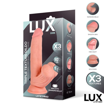 Dirk Triple Texture Dildo w/Swing Balls 10" Cl,10