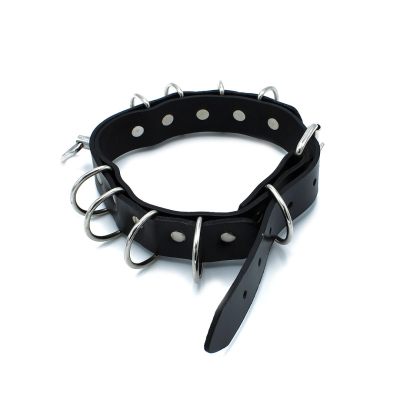Kiotos Leather Black Leather Collar Multi-D-Rings