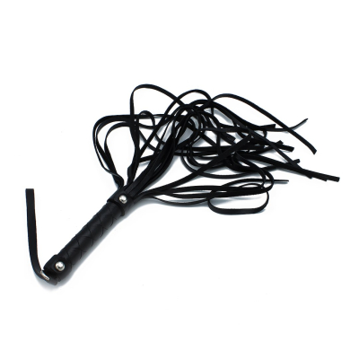 Kiotos Leather Black Leather Flogger with Braided Handle