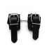 Kiotos Leather Black Leather Chain-Linked Cuffs