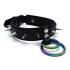 Kiotos Leather Black Leather Spiked Collar Double Rainbow O-Ring
