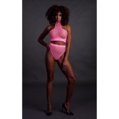 Turtle Neck and High Waist Slip - One Size - Neon Pink