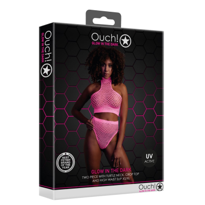 Turtle Neck and High Waist Slip - One Size - Neon Pink