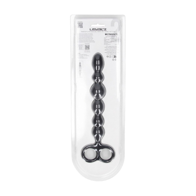 Beaded Silicone Anal Probe with Double Loop - Black