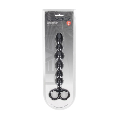 Beaded Silicone Anal Probe with Double Loop - Black