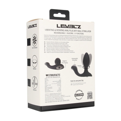 Vibrating and Rotating Silicone Anal Plug with Ball Stimulator - Black