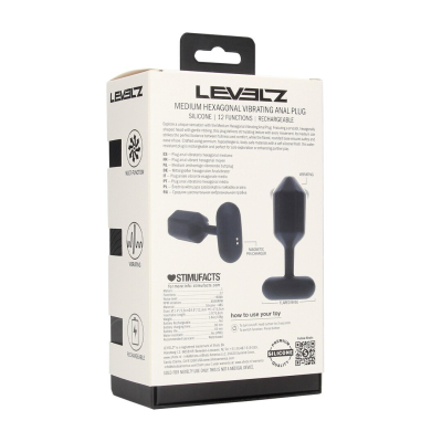 Hexagonal Vibrating Silicone Anal Plug - M - Black