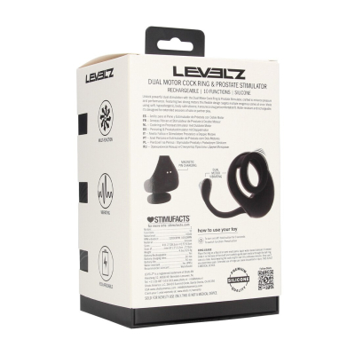 Dual Motor Silicone Cockring with Prostate Stimulator - Black