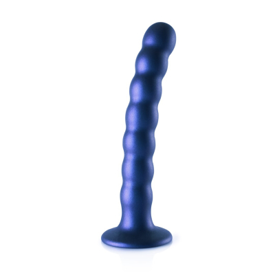 Beaded Silicone G-Spot Dildo - 6.5\'\' / 16,5 cm - Metallic Blue