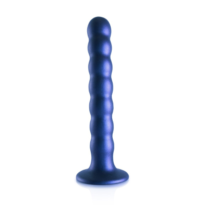 Beaded Silicone G-Spot Dildo - 6.5\'\' / 16,5 cm - Metallic Blue