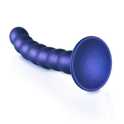 Beaded Silicone G-Spot Dildo - 6.5\'\' / 16,5 cm - Metallic Blue