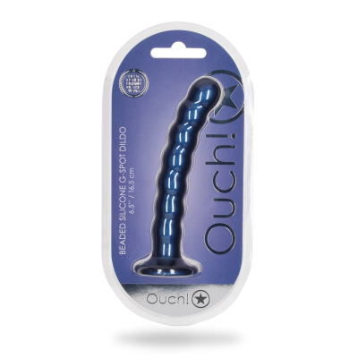 Beaded Silicone G-Spot Dildo - 6.5\'\' / 16,5 cm - Metallic Blue
