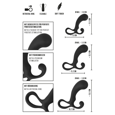 Masażery prostaty różne wielkości 3 szt. Rebel