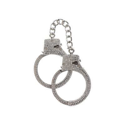 Taboom Bondage Essentials Diamond Wrist Cuffs Silver