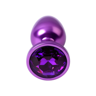 Purple anal plug TOYFA Metal with purple round-shaped gem