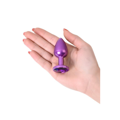 Purple anal plug TOYFA Metal with purple round-shaped gem